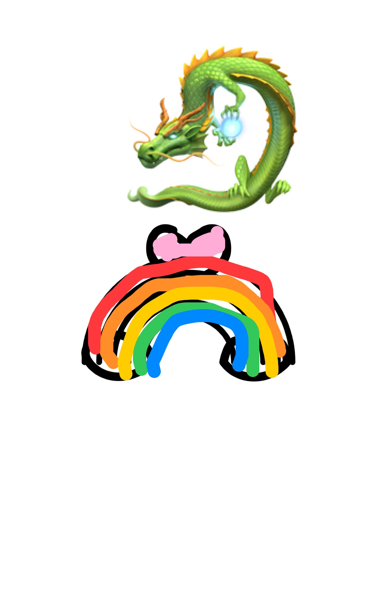 Gekleurde tekening van draak met regenboog