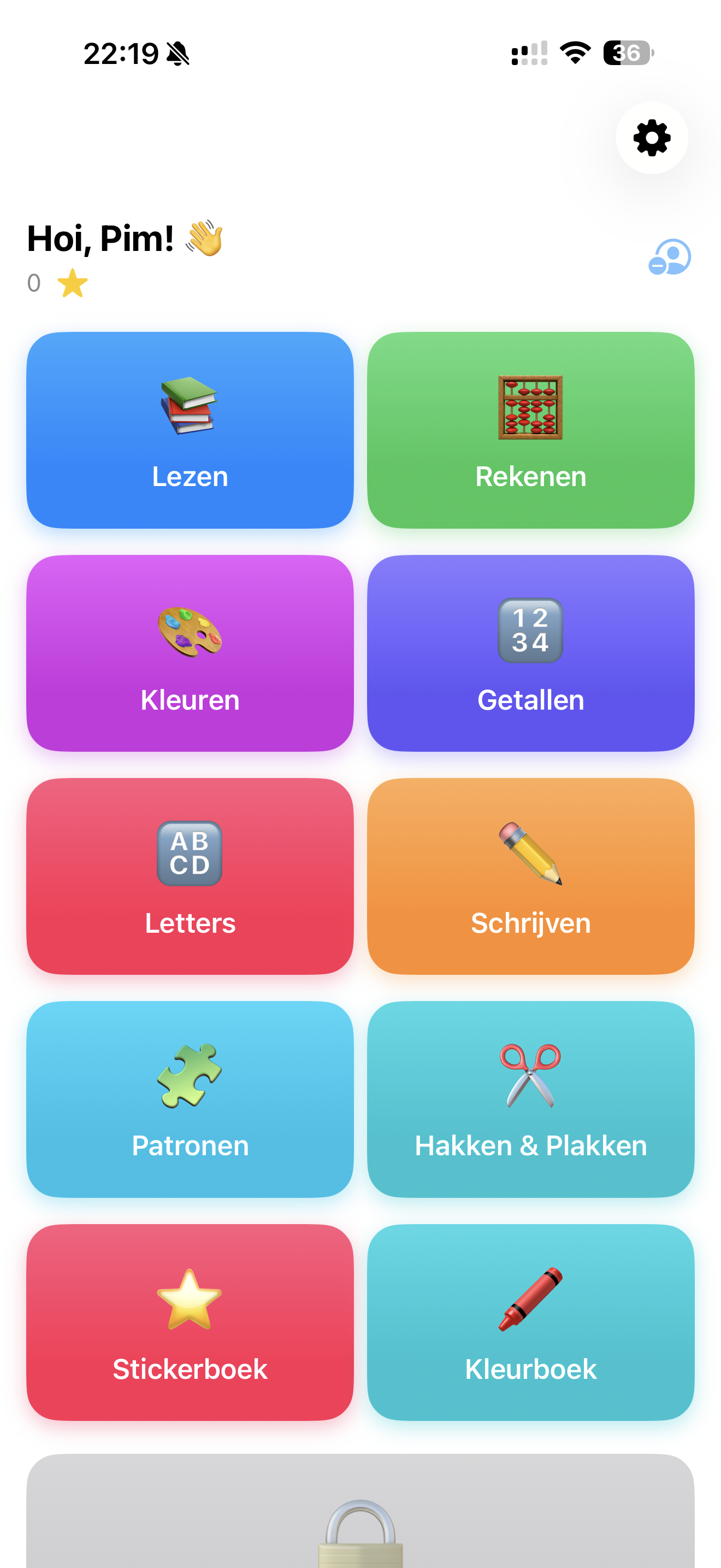 Startscherm met alle leermodules in Leertopia