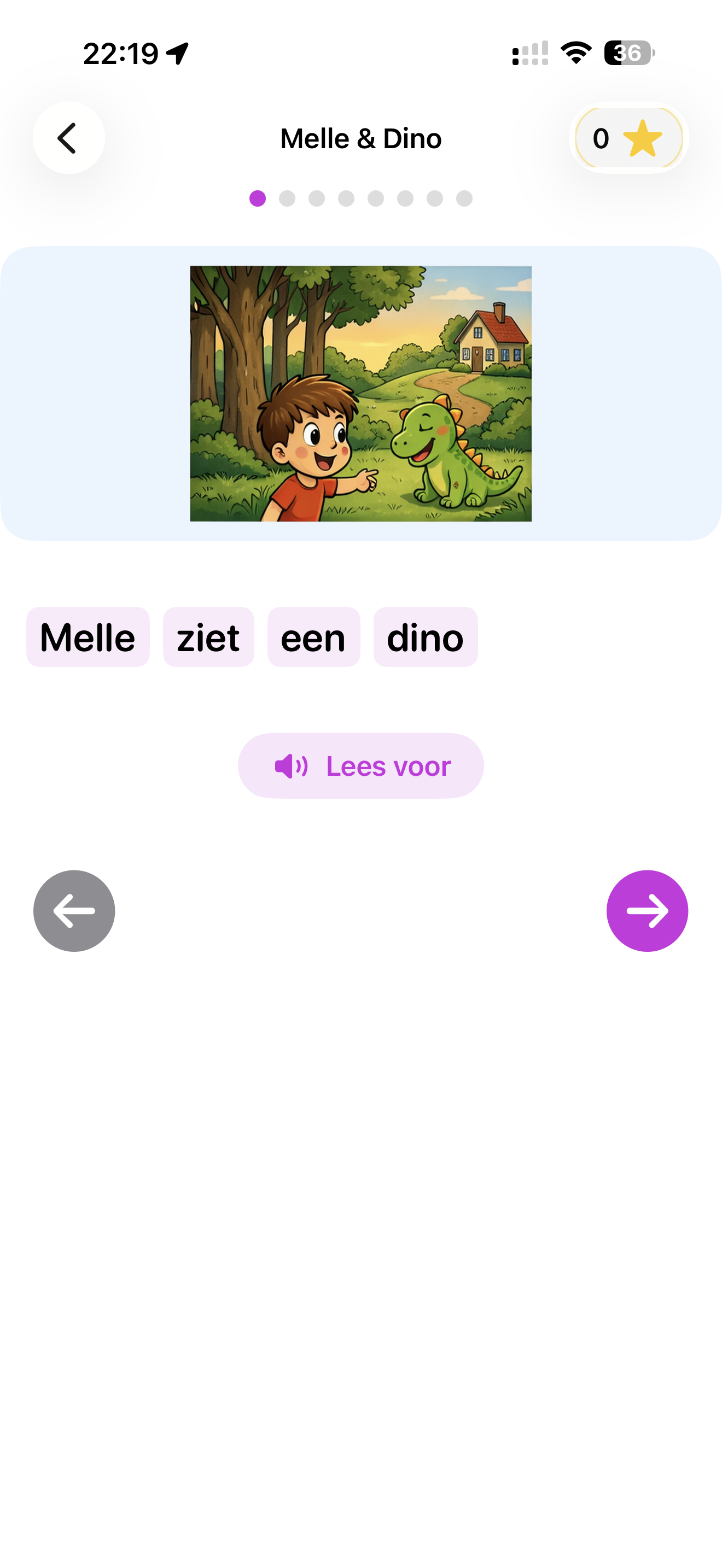 Lezen module met verhaal Melle en Dino